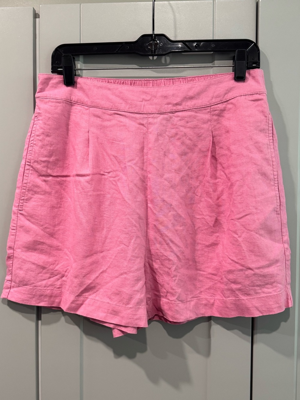 Madewell Pink High-Rise Linen-Blend Bermuda Shorts